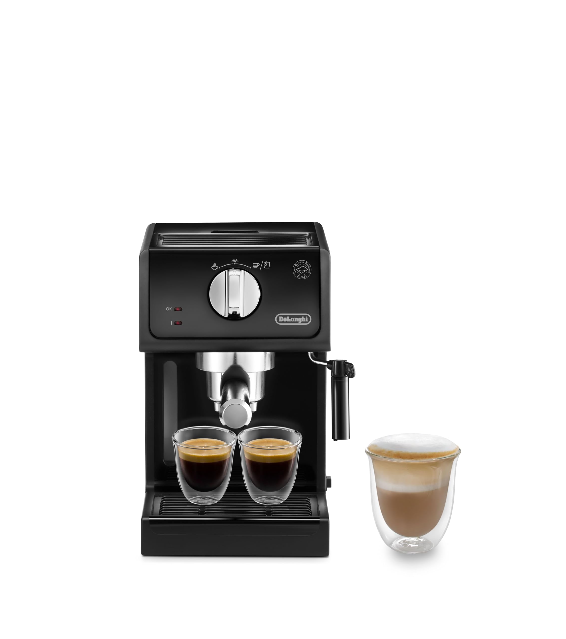 Machine à expresso, Porte-filtre avec finition aluminium, Noir