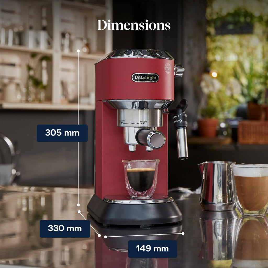Premium Style, Machine à Café à Pompe en Acier Inoxydable Pour Café Moulu ou Dosettes, Rouge