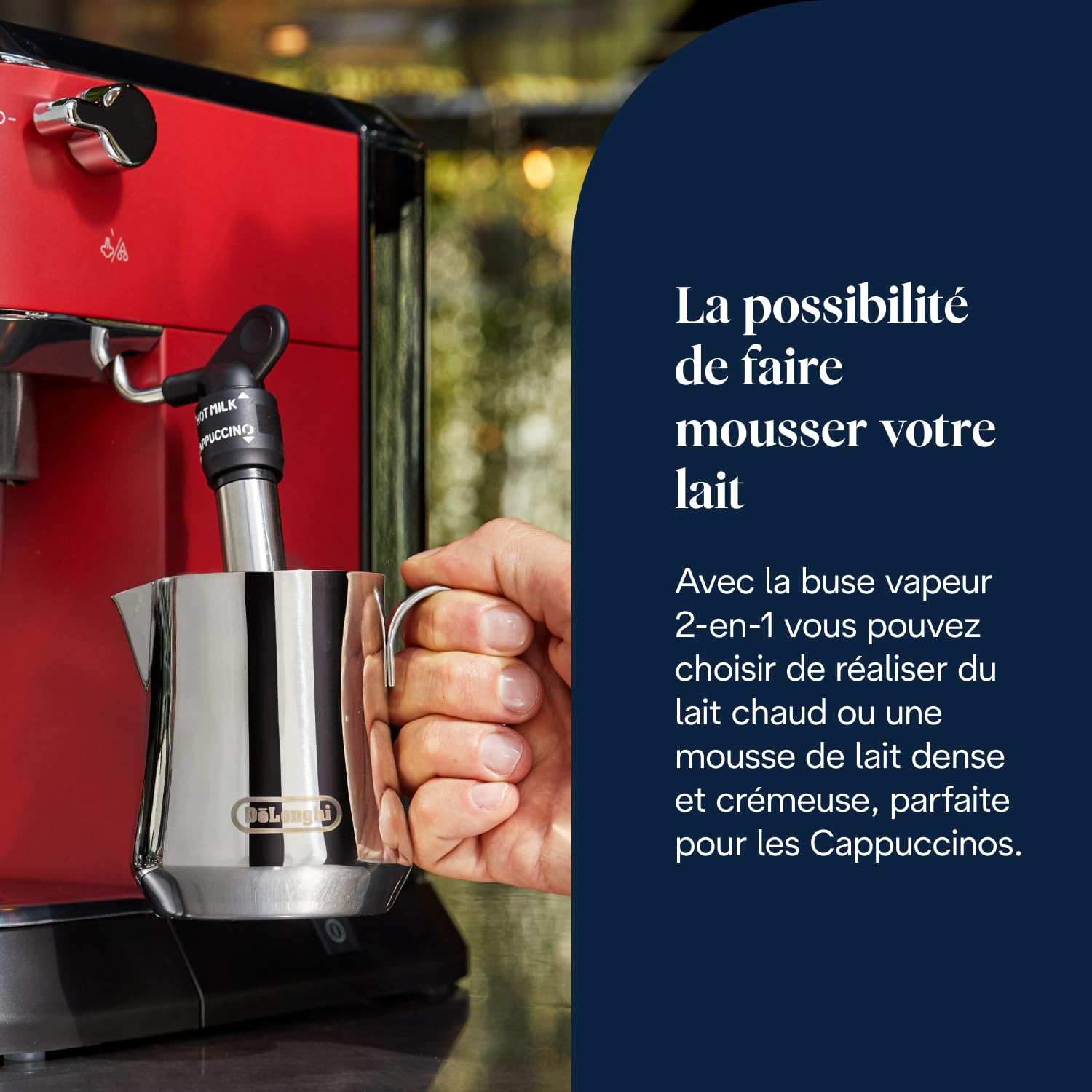 Premium Style, Machine à Café à Pompe en Acier Inoxydable Pour Café Moulu ou Dosettes, Rouge
