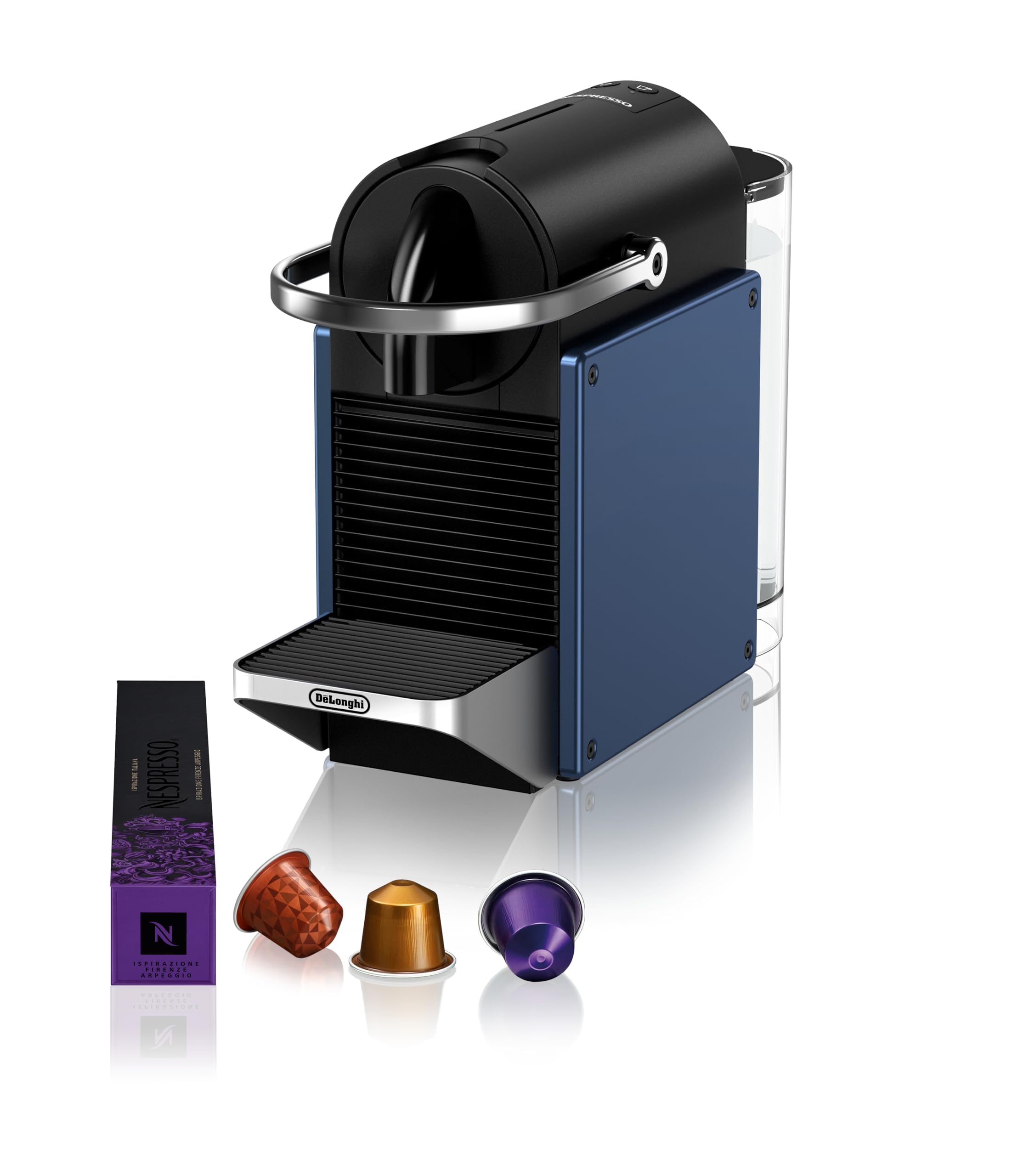 Machine à Café Pixie Bleu, 19 Bars + Kit de Bienvenue, Design Compact, Expresso et Lungo, Arrêt Automatique, Bleu