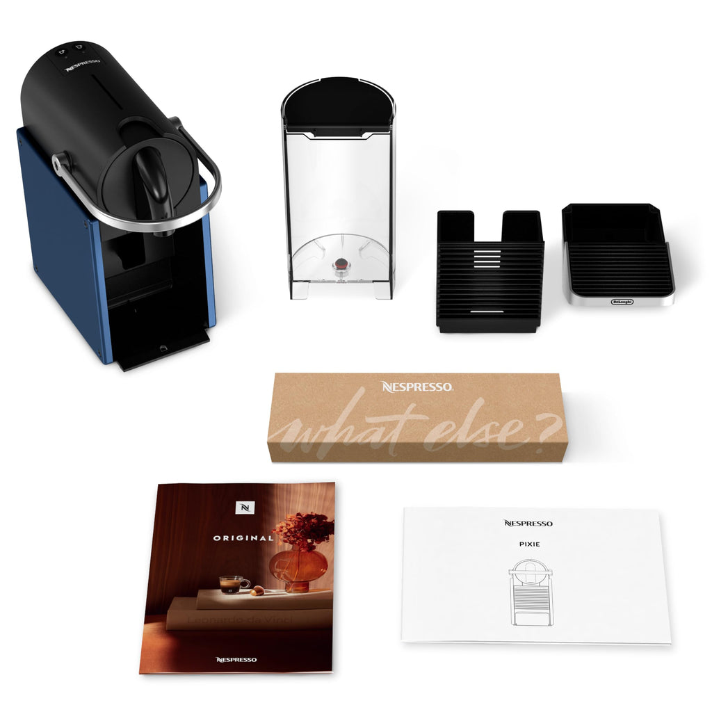 Machine à Café Pixie Bleu, 19 Bars + Kit de Bienvenue, Design Compact, Expresso et Lungo, Arrêt Automatique, Bleu