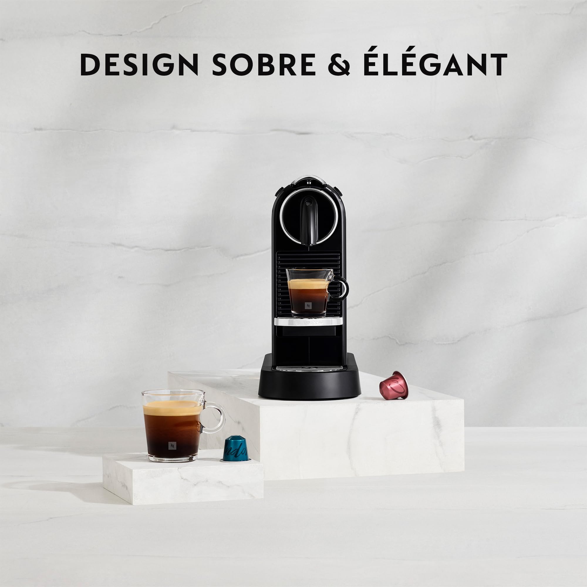Machine à Café Citiz Noir, 19 Bars + Kit de Bienvenue, Design Moderne, Expresso et Lungo, Arrêt Automatique, Noir