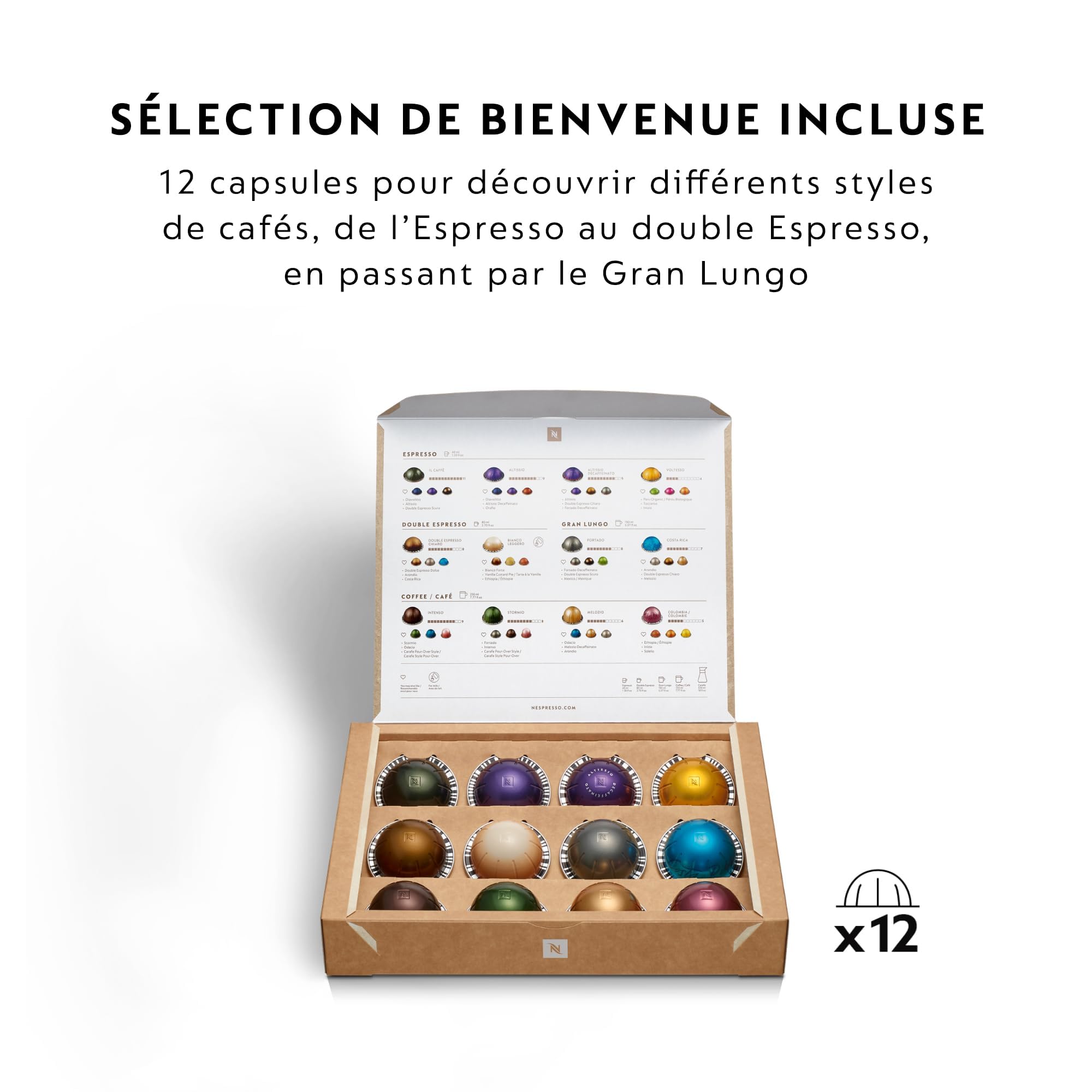 Machine à Café Vertuo Next Blanc, Capsules café Vertuo seulement, Technologie Centrifusion, 5 Tailles de Tasses + Kit de Bienvenue, Design Moderne, Arrêt Automatique, Blanc