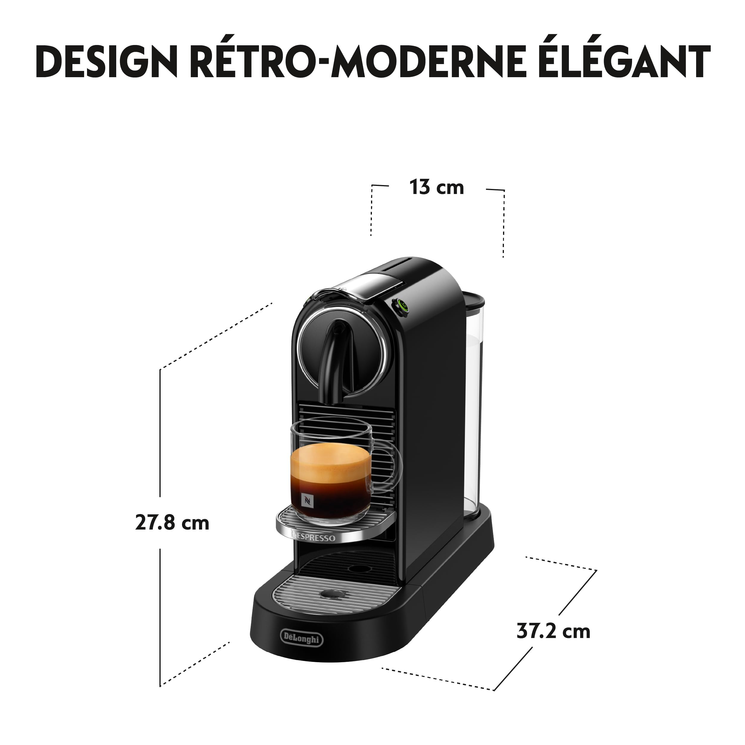 Machine à Café Citiz Noir, 19 Bars + Kit de Bienvenue, Design Moderne, Expresso et Lungo, Arrêt Automatique, Noir