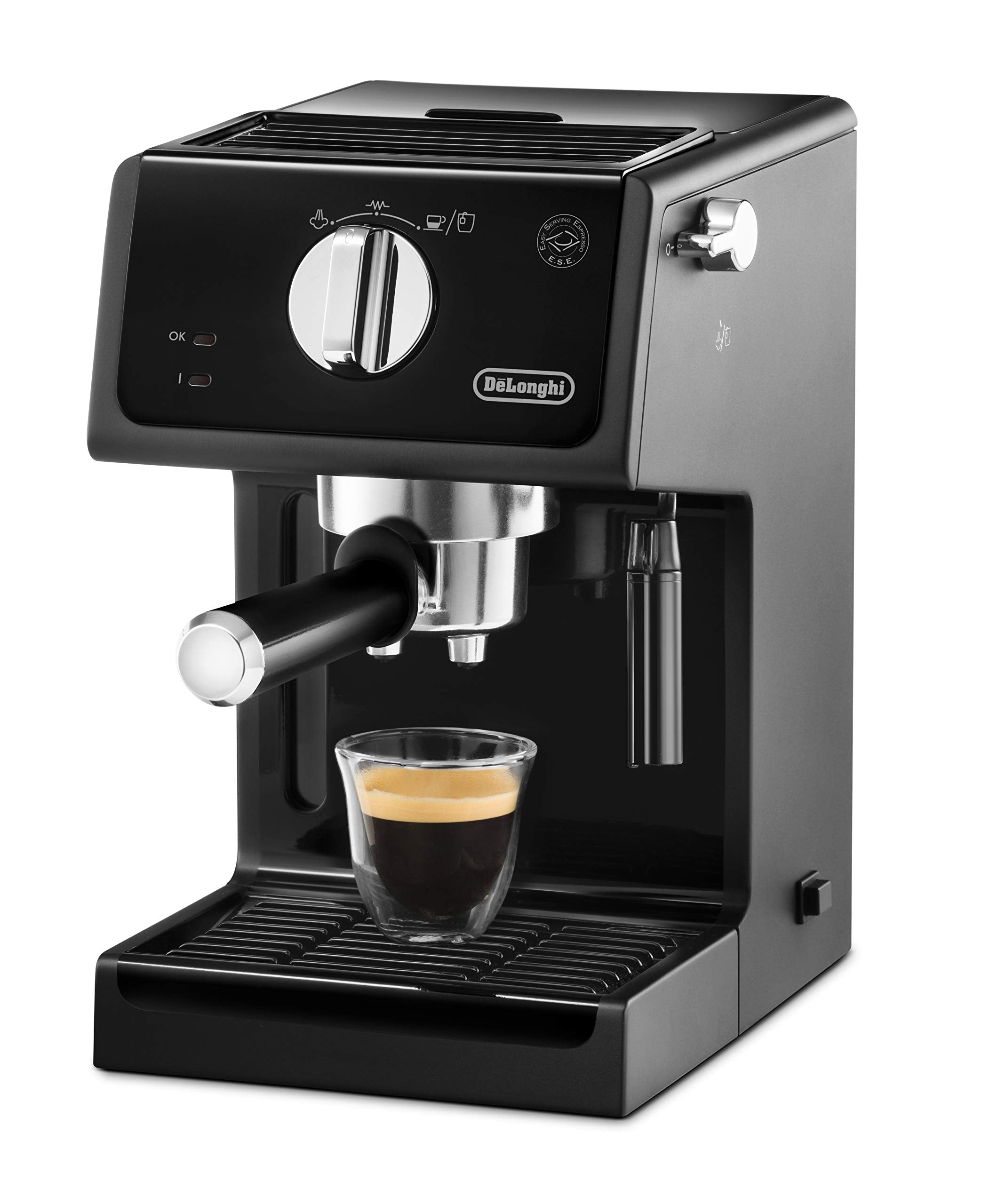 Machine à expresso, Porte-filtre avec finition aluminium, Noir